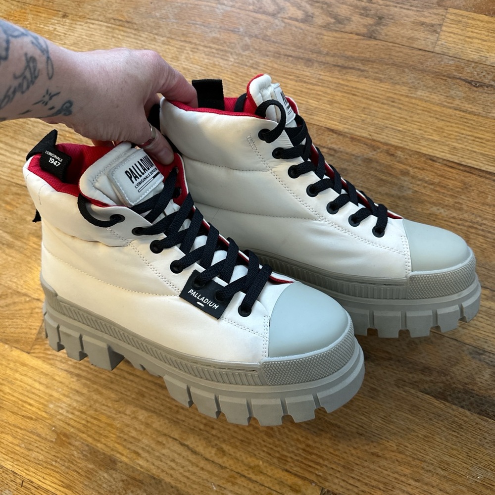 Palladium Women’s White High-Top Lug Sole Sneakers